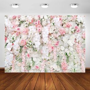 Avezano Flower Wall Backdrop Pink White Rose Wisteria Wedding Portrait Photography Background Floral Wall Bridal Shower Party Decorations Photo Studio Props (7x5ft)
