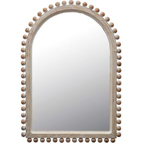 Creative Co-Op Boho-Southwestern Black Firwood Arched Wall Mirror, Black