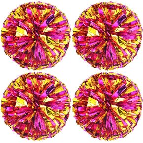 Springen Cheerleading Pom Poms, Cheerleading Metallic Foil & Plastic Ring Pom Poms for Cheer Sport Kids Adults Team Spirit Cheering (Purple Gold)
