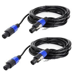 3 Feet Pack of 2 Speakon Cables, 12 Gauge 4-Core Speak-On to Speak-On Cable for Pro PA DJ Live Performance, Studio, Stage Wire with Twist Lock (4 Conductors, 1pc Blue & 1pc Orange)