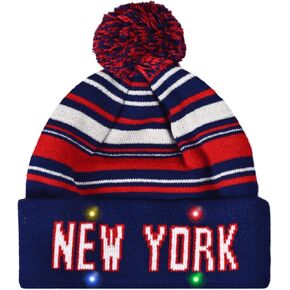 Vintage Classic Skull Cap Beanie with LED Hat Cuffed Winter Hat Knit Comes Gifts for Men Women Fans