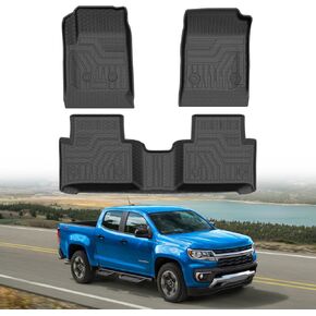 Mixsuper Front Floor Mats for 2015-2022 Chevrolet Colorado/GMC Canyon (Ext, Dbl & Crew Cabs) All Weather Floor Liners 1st Row Set Black
