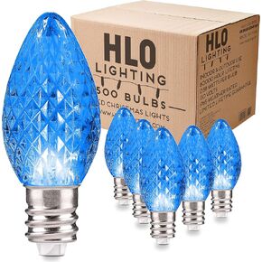 Holiday Lighting Outlet Faceted C7 Christmas Lights | Orange LED Light Bulbs Holiday Decoration | Warm Christmas Decor for Indoor & Outdoor Use | 2 SMD LEDs in Each Light Bulb | Set of 25