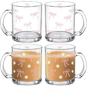 4 PCS Halloween Ghosts Glass Coffee Mugs with Handle Spooky Iced Coffee Cup Halloween Home Decor Cute Halloween Gifts Halloween Spooky Cups, 12oz