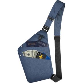 VADOO Anti-theft Crossbody Bag for Men and Women, RFID Blocking Bag Slim Sling Bag Lightweight Shoulder Chest Bag for Travel Sport, Gray 2.0