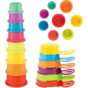 Bath Toys Stacking Cups with Bathing Spoon, 14 Pcs Water Table Toys Baby Bath Toys for Toddlers 1-3/Infants 6-12-18 Months Bathtub Toys Shower Toys, Pool Toys, Beach Toys in Kuwait