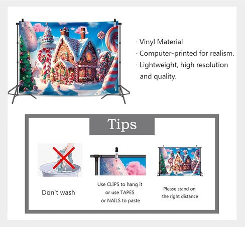 IADIUENOG 7x5ft Christmas Candy House Backdrop Christmas Gingerbread House Cane Lollipop Pine Snowflake Cover Children Christmas Background Sweetest Day Candy Town Winter Party Banner in Saudi Arabia