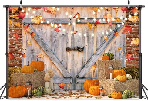 7x5FT Fall Thanksgiving Backdrop Thanksgiving Photo Backdrop Pumpkin Backdrop Fall Themed Backdrop Autumn Harvest Barn Banner F12 in Saudi Arabia