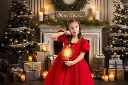 Kate Christmas Fireplace Photography Backdrops for Mini Session Window Family Backgrounds Christmas Brick Professional Photo Backdrops for Family Holiday Party, 10x10ft in Saudi Arabia