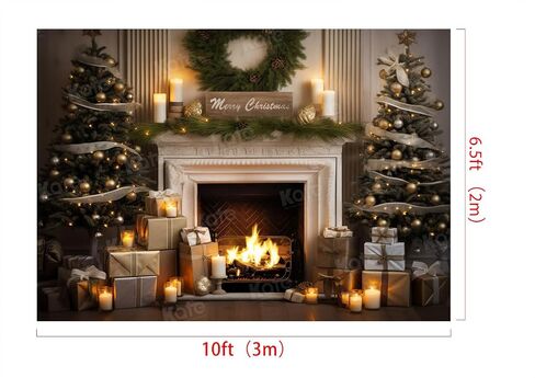 Kate Christmas Fireplace Photography Backdrops for Mini Session Window Family Backgrounds Christmas Brick Professional Photo Backdrops for Family Holiday Party, 10x10ft in Saudi Arabia