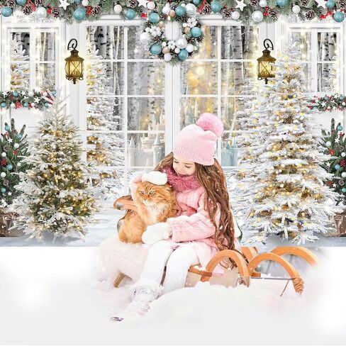 Mocsicka Christmas Backdrop White Christmas Window Background Winter Xmas Tree Snow Gift Xmas Family Party Decorations Banner Photo Studio Props in Saudi Arabia