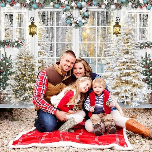 Mocsicka Christmas Backdrop White Christmas Window Background Winter Xmas Tree Snow Gift Xmas Family Party Decorations Banner Photo Studio Props in Saudi Arabia