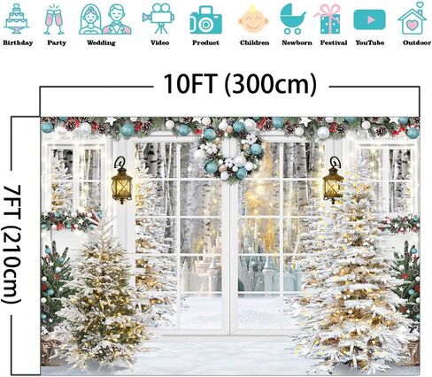 Mocsicka Christmas Backdrop White Christmas Window Background Winter Xmas Tree Snow Gift Xmas Family Party Decorations Banner Photo Studio Props in Saudi Arabia