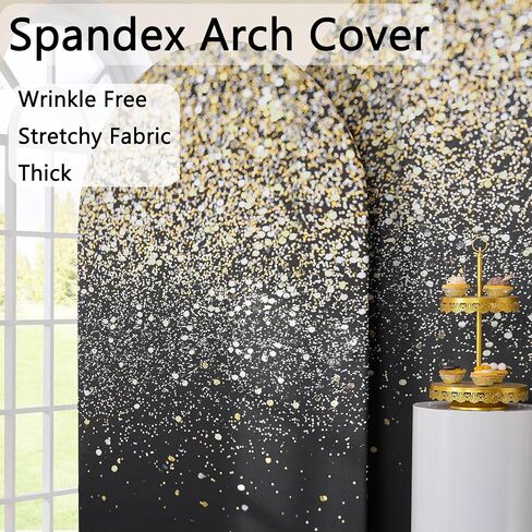 7.2FT Wooden Arch Backdrop Cover Spandex, Wrinkle Free Fitted Arch Background Cover Farmhouse Style, Vintage 2-Sided Round Top Chiara Arch Cover for Wedding Photography Birthday Baby Shower in Saudi Arabia