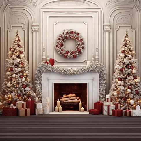 Kate 7×5ft Christmas Backdrop Photography Christmas Tree Wreath Fireplace Candle Xmas Background Studio Props for Photo Video in Saudi Arabia
