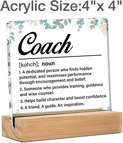Coach Gifts for Women Men, Thank You Coach Appreciation Gifts, a Good Coach Can Change a Routine Clear Acrylic Desk Decorative Sign for Home Office, 4 x 4 Inches in Saudi Arabia