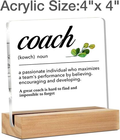 Coach Gifts for Women Men, Thank You Coach Appreciation Gifts, a Good Coach Can Change a Routine Clear Acrylic Desk Decorative Sign for Home Office, 4 x 4 Inches in Saudi Arabia