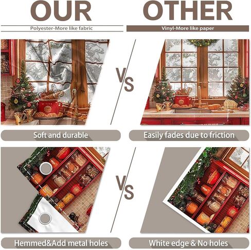 ZTHMOE Fabric 7x5ft Christmas Kitchen Photography Backdrop Cabinets Window Winter Snow Scene Background Xmas Family Party Decoration New Year Photo Banner Props in Saudi Arabia