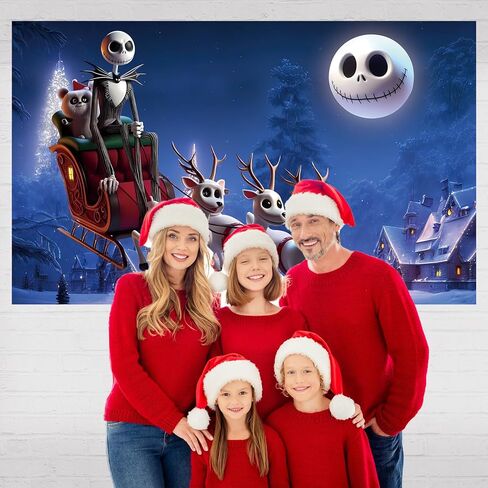 كابوس قبل عيد الميلاد صورة خلفية جاك Skellington القمر الأيائل راية عيد الميلاد عيد الميلاد الشتاء عطلة الزينة واللوازم للمنزل in Kuwait