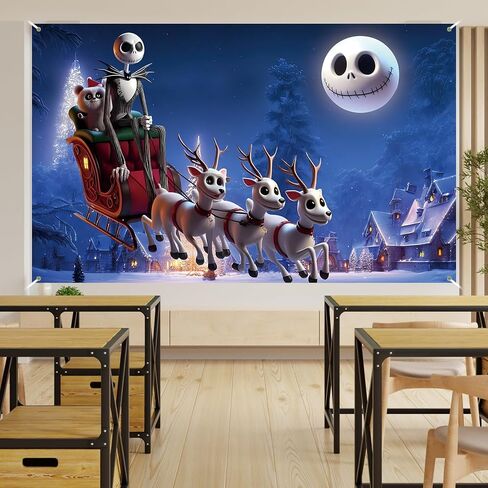 كابوس قبل عيد الميلاد صورة خلفية جاك Skellington القمر الأيائل راية عيد الميلاد عيد الميلاد الشتاء عطلة الزينة واللوازم للمنزل in Kuwait