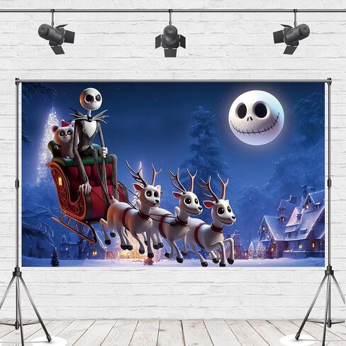 كابوس قبل عيد الميلاد صورة خلفية جاك Skellington القمر الأيائل راية عيد الميلاد عيد الميلاد الشتاء عطلة الزينة واللوازم للمنزل in Kuwait