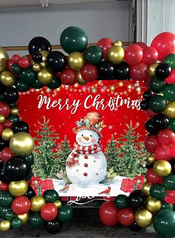 Red Christmas Backdrop Winter Snowman Xmas Gift Christmas Tree Birthday Background Children Adult Merry Christmas Family Holiday Party Decoration Supplies 7x5FT in Saudi Arabia