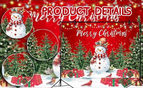 Red Christmas Backdrop Winter Snowman Xmas Gift Christmas Tree Birthday Background Children Adult Merry Christmas Family Holiday Party Decoration Supplies 7x5FT in Saudi Arabia