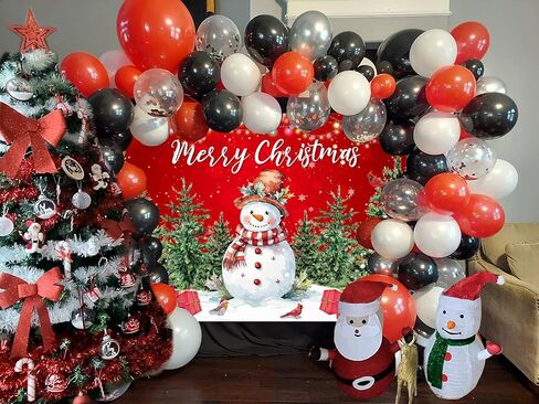 Red Christmas Backdrop Winter Snowman Xmas Gift Christmas Tree Birthday Background Children Adult Merry Christmas Family Holiday Party Decoration Supplies 7x5FT in Saudi Arabia