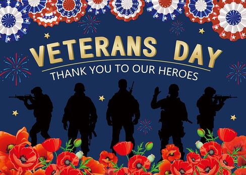 INRUI Veterans Day Photography Background Thank You to Our Heroes Banner Decorations Veterans Day Honoring All Who Served America Patriotic Party Photo Backdrop (7x5FT) in Saudi Arabia