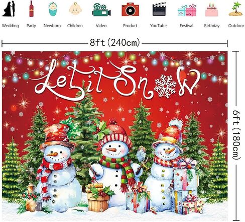 BINQOO 7x5ft Let It Snow Backdrop Christmas Snowman Background Winter Snowman Photo Background for Kids New Year Holiday Winter Party Supplies in Saudi Arabia