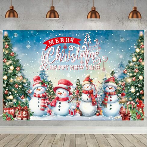Merry Christmas Backdrop for Photoshoot Snowman Winter Full Moon Night Santa Claus Background for Photography Family Holiday Party Supplies Decoration Favors Banner Wall Decor Portrait Studio Props in Saudi Arabia