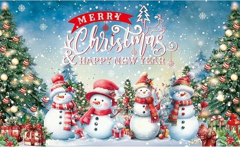 Merry Christmas Backdrop for Photoshoot Snowman Winter Full Moon Night Santa Claus Background for Photography Family Holiday Party Supplies Decoration Favors Banner Wall Decor Portrait Studio Props in Saudi Arabia