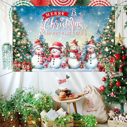 Merry Christmas Backdrop for Photoshoot Snowman Winter Full Moon Night Santa Claus Background for Photography Family Holiday Party Supplies Decoration Favors Banner Wall Decor Portrait Studio Props in Saudi Arabia