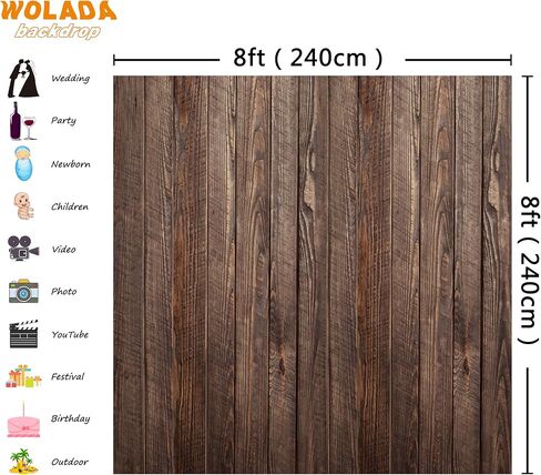 WOLADA 7x5FT Wood Backdrop Rustic Backdrops for Photography Vinyl Brown Wood Backdrop Baby Shower Backdrop Dark Wood Look Backdrop Party Photo Backdrop Rustic Backdrop for Wedding 11838 in Saudi Arabia