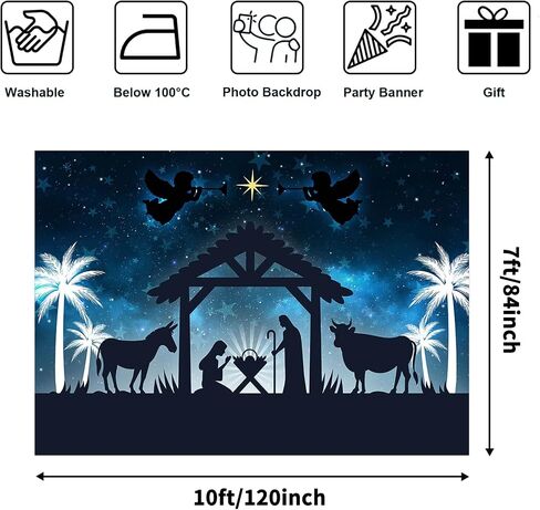 Avezano Christmas Nativity Backdrop for Photography Jesus Birthday Nativity Stable Scene Backdrop Christmas Party Decor Photoshoot Background (7x5ft) in Saudi Arabia
