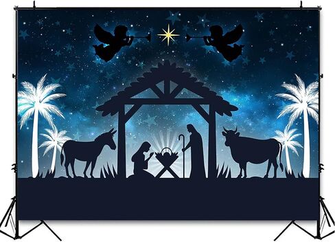 Avezano Christmas Nativity Backdrop for Photography Jesus Birthday Nativity Stable Scene Backdrop Christmas Party Decor Photoshoot Background (7x5ft) in Saudi Arabia