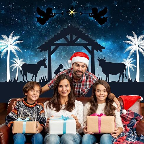Avezano Christmas Nativity Backdrop for Photography Jesus Birthday Nativity Stable Scene Backdrop Christmas Party Decor Photoshoot Background (7x5ft) in Saudi Arabia