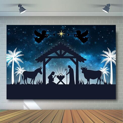Avezano Christmas Nativity Backdrop for Photography Jesus Birthday Nativity Stable Scene Backdrop Christmas Party Decor Photoshoot Background (7x5ft) in Saudi Arabia