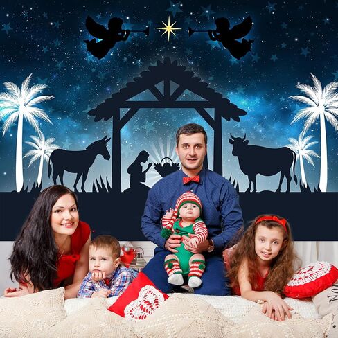 Avezano Christmas Nativity Backdrop for Photography Jesus Birthday Nativity Stable Scene Backdrop Christmas Party Decor Photoshoot Background (7x5ft) in Saudi Arabia