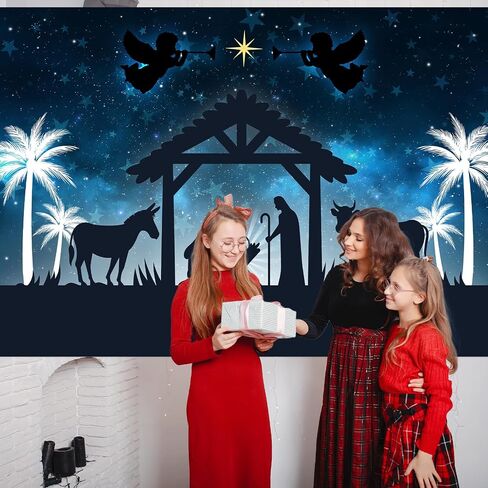 Avezano Christmas Nativity Backdrop for Photography Jesus Birthday Nativity Stable Scene Backdrop Christmas Party Decor Photoshoot Background (7x5ft) in Saudi Arabia