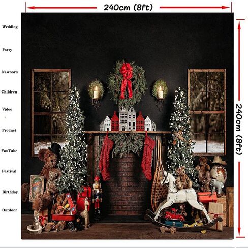 Avezano 8x6ft Christmas Photography Backdrops Christmas Fireplace Windows Backdrop Christmas Newborn Portrait Photography Background Party Decorations in Saudi Arabia