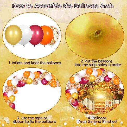Fall Thanksgiving Party Decoration Kit Fall Photography Backdrop Banner Orange Yellow Burgundy Fall Balloon Garland Arch Set for Autumn Thanksgiving Friendsgiving Pumpkin Baby Shower Party Supplies in Saudi Arabia