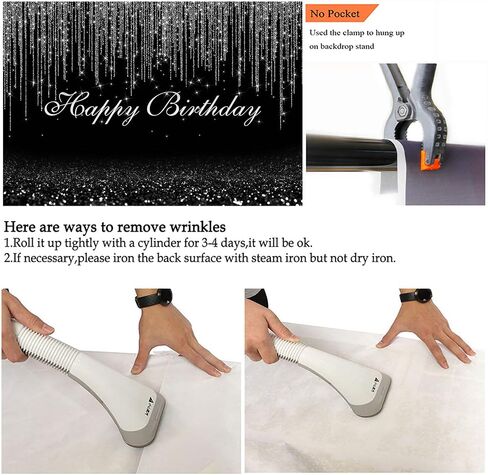 Avezano Glitter Sparkle Dots Happy Birthday Backdrop for Adult Kids Bday Party Photoshoot Photography Background Glitter Bokeh Birthday Party Decoration Photo Booth Backdrops (7x5ft, Black and Silver) in Saudi Arabia