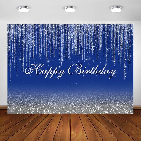Avezano Glitter Sparkle Dots Happy Birthday Backdrop for Adult Kids Bday Party Photoshoot Photography Background Glitter Bokeh Birthday Party Decoration Photo Booth Backdrops (7x5ft, Black and Silver) in Saudi Arabia