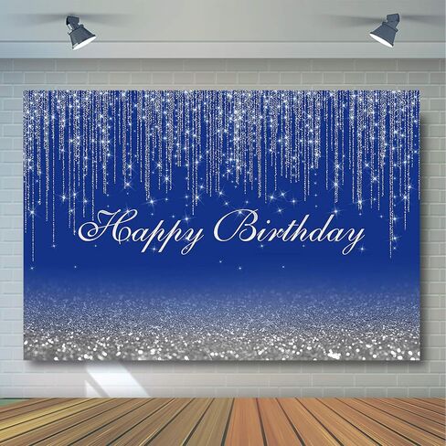 Avezano Glitter Sparkle Dots Happy Birthday Backdrop for Adult Kids Bday Party Photoshoot Photography Background Glitter Bokeh Birthday Party Decoration Photo Booth Backdrops (7x5ft, Black and Silver) in Saudi Arabia