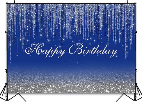 Avezano Glitter Sparkle Dots Happy Birthday Backdrop for Adult Kids Bday Party Photoshoot Photography Background Glitter Bokeh Birthday Party Decoration Photo Booth Backdrops (7x5ft, Black and Silver) in Saudi Arabia