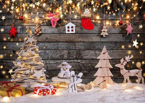 LTLYH 7x5ft Christmas Backdrop Winter Snow Background Christmas Rustic Wood Wall Decorations Backdrops Xmas New Year Family Party Decoration Photo Studio Props Banner 239 in Saudi Arabia