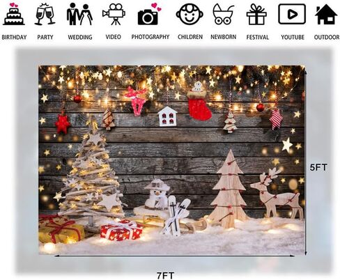 LTLYH 7x5ft Christmas Backdrop Winter Snow Background Christmas Rustic Wood Wall Decorations Backdrops Xmas New Year Family Party Decoration Photo Studio Props Banner 239 in Saudi Arabia