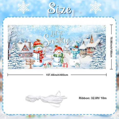 Avezano Merry Christmas Garage Door Banner Dcorations Winter Snowman Backdrop Let It Snow Christmas Garage Door Backdrop Large Christmas Party Decor for Kids Family 157.48x70.86inch, 13x6ft in Saudi Arabia