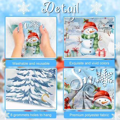 Avezano Merry Christmas Garage Door Banner Dcorations Winter Snowman Backdrop Let It Snow Christmas Garage Door Backdrop Large Christmas Party Decor for Kids Family 157.48x70.86inch, 13x6ft in Saudi Arabia